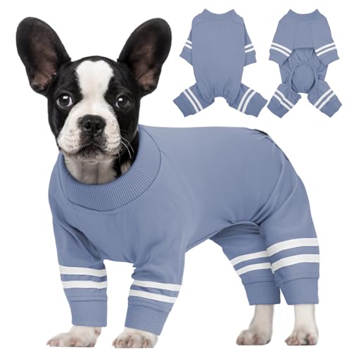 BRKURLEG Hunde-Pyjama, weiches Material, dehnbar, Einteiler für kleine und mittelgroße Hunde nach Operationen, Baumwoll-Haustier-Shirt, 4-beiniger Hunde-Pyjama, Katzen-Einteiler, Haze Blue, Größe L BRKURLEG Hunde-Pyjama, weiches Material, dehnbar, Einteiler für kleine und mittelgroße Hunde nach Operationen, Baumwoll-Haustier-Shirt, 4-beiniger Hunde-Pyjama, Katzen-Einteiler, Haze Blue, Größe L von BRKURLEG