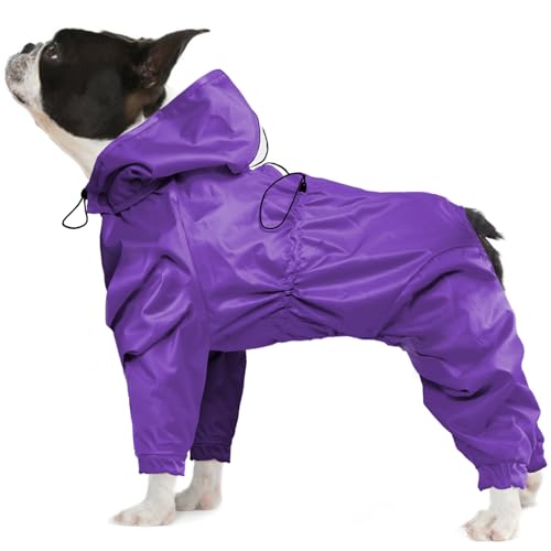 BRKURLEG Hunde-Regenmantel, reflektierend, für mittelgroße Hunde, große Hunde, Jungen und Mädchen, wasserdichte Regenjacke mit Loch für die Leine, 4 Beine, leichte wasserdichte Jacken, Lila, Größe L BRKURLEG Hunde-Regenmantel, reflektierend, für mittelgroße Hunde, große Hunde, Jungen und Mädchen, wasserdichte Regenjacke mit Loch für die Leine, 4 Beine, leichte wasserdichte Jacken, Lila, Größe L von BRKURLEG