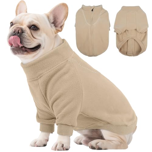 BRKURLEG Hundepullover, Rollkragenpullover, dicker Fleecepullover, Wintermantel für kleine, mittelgroße und große Hunde, warmer Haustierpullover mit Reißverschluss, Pulloverjacke mit Ärmeln von BRKURLEG