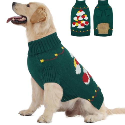 BRKURLEG Hundepullover, Weihnachtspullover für mittelgroße und große Hunde, Rollkragen, warmer Haustierpullover für kaltes Wetter, Weihnachten, Neujahr, Haustier-Winterpullover für Beagle, Pitbull von BRKURLEG