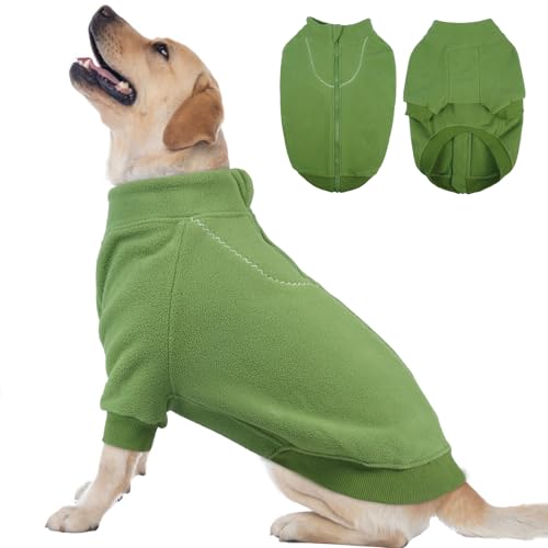 BRKURLEG Hundepullover aus warmem, weichem Fleece, Rollkragen-Sweatshirt für kleine, mittelgroße und große Hunde, Hunde-Wintermantel, Weihnachts-Haustierjacke mit Reißverschluss, Kaltwettermantel von BRKURLEG