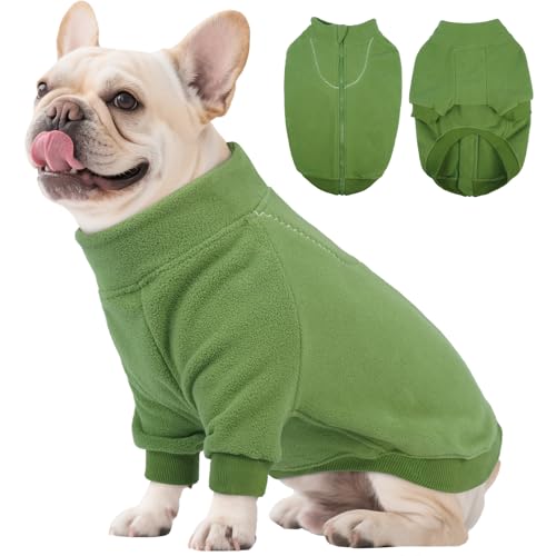 BRKURLEG Hundepullover für Hunde, warm, weicher Fleece, Rollkragen-Sweatshirt für kleine, mittelgroße und große Hunde, Wintermantel, Französische Bulldogge, Pulloverjacke mit Ärmeln, Kaltwettermantel von BRKURLEG