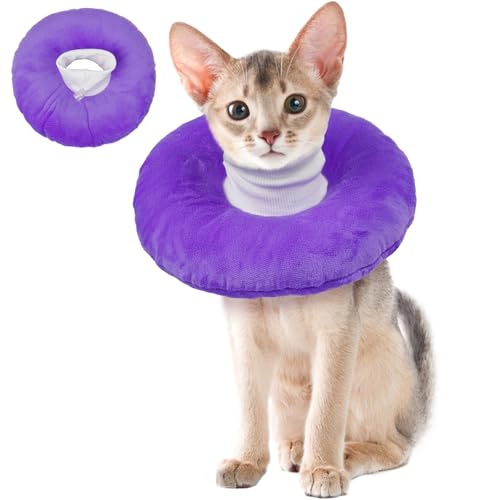 BRKURLEG Katzen-Genesungshalsband, weiche Katzenzapfen, Nackenschutz, verstellbare Kätzchenzapfen, um das Lecken nach Operationen zu stoppen, elisabethanisches Halsband für Katzen, Kätzchen, Lila, von BRKURLEG