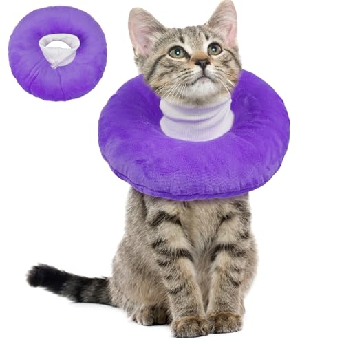 BRKURLEG Katzen-Genesungshalsband, weiche Katzenzapfen, Nackenschutz, verstellbare Kätzchenzapfen, um das Lecken nach Operationen zu stoppen, elisabethanisches Halsband für Katzen, Kätzchen, Lila BRKURLEG Katzen-Genesungshalsband, weiche Katzenzapfen, Nackenschutz, verstellbare Kätzchenzapfen, um das Lecken nach Operationen zu stoppen, elisabethanisches Halsband für Katzen, Kätzchen, Lila von BRKURLEG