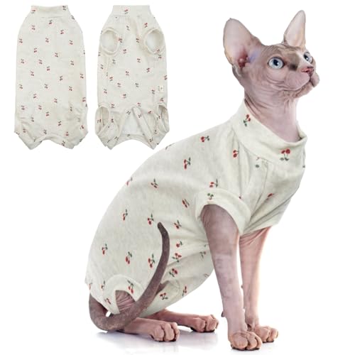 BRKURLEG Sphynx Katzenkleidung, haarlos, niedlich, atmungsaktiv, Baumwolle, Haustierkleidung für Frühling, Sommer, Herbst, Rundkragen, Weste, Kätzchen-Shirts, Katzen-Pyjama, Beige, Größe M BRKURLEG Sphynx Katzenkleidung, haarlos, niedlich, atmungsaktiv, Baumwolle, Haustierkleidung für Frühling, Sommer, Herbst, Rundkragen, Weste, Kätzchen-Shirts, Katzen-Pyjama, Beige, Größe M von BRKURLEG
