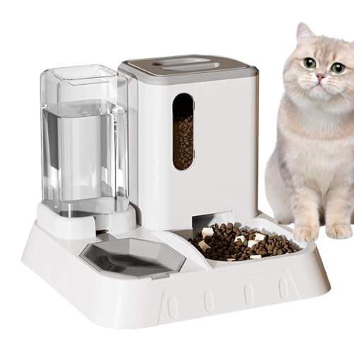 Automatischer Katzenfutterspender,Automatischer Katzenfutterspender - 2-in-1-Futter- und Wasserspender, transparent, automatisch,Einfache Installation, rutschfest, große Kapazität, Futtermittel Brojaq von BROJAQ