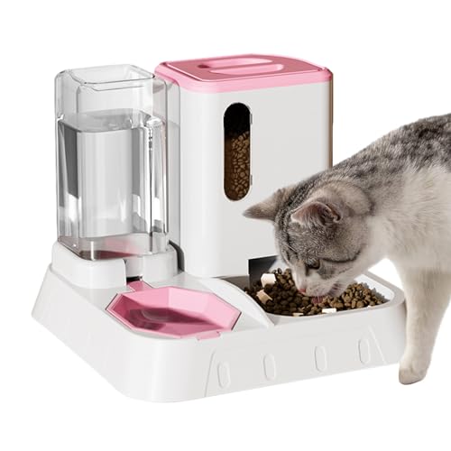 Automatischer Katzenfutterspender,Automatischer Katzenfutterspender | 2-in-1 transparenter Lebensmittelspender und automatischer Wasserspender - Einfache Installation, rutschfest, große Brojaq von BROJAQ