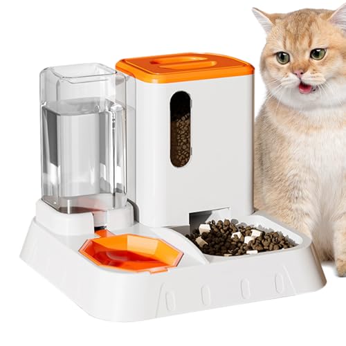 Futterautomaten für Katzen,Automatischer Futterautomat für Katzen,Transparenter automatischer Wasser- und Futterspender | Abnehmbare, einfach zu installierende Futternäpfe mit großem Brojaq von BROJAQ