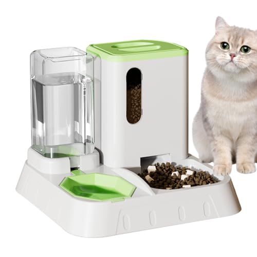 Futterspender für Haustiere, automatisch, Futterspender für Katzen, automatisch,2-in-1-Futter- und Wasserspender, transparent, automatisch - Einfache Installation, rutschfest, große Kapazität, Brojaq von BROJAQ