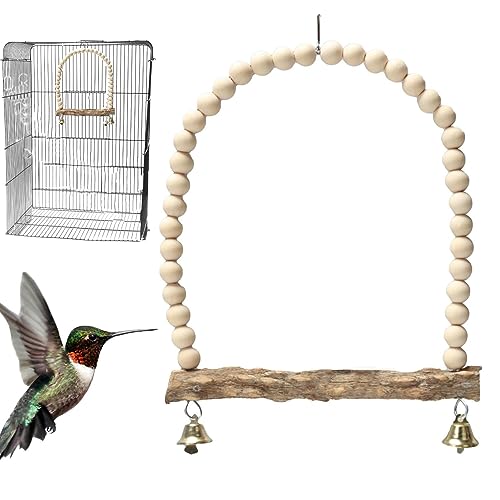 Papageienschaukel, Spielständer mit hängender Glocke, Sitzstangen für Sittiche, Sittichspielzeug für den Käfig, Schaukeln für kleine Vögel Brojaq von BROJAQ