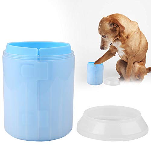 Haustierpfotenreiniger mit 3-farbigen Silikonborsten, Haustierreinigungsgerät für Katzen und Hunde von 13–35 Kg (Blue) von BROLEO