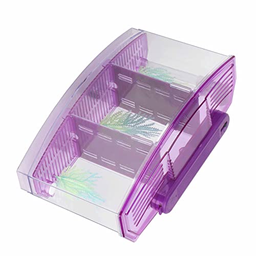 Mini-Desktop-Aquarium, Transparent, Kleines Aquarium, mit Wasserwechselventil und LED-Licht für Betta-Kleinfische (Purple) von BROLEO