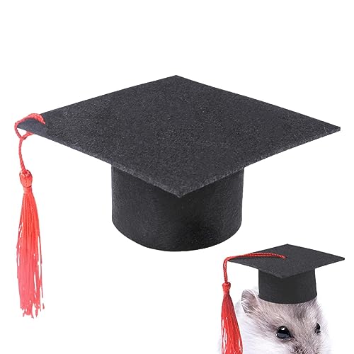 Pet Dr Hat | Haustier Graduation Kostüm Hut - Weich und Niedlich Haustier Bachelor mit roter Quaste, Hamster Graduation Kostüm für Party Zubehör Broleo von BROLEO