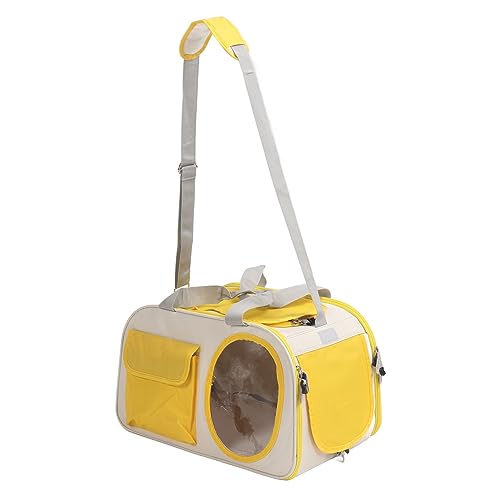 Tragetasche für Haustiere, tragbare Katzentragetasche, große Kapazität, glatter Reißverschluss, atmungsaktiver und verstellbarer Schultergurt für Katzen (Gelb) von BROLEO