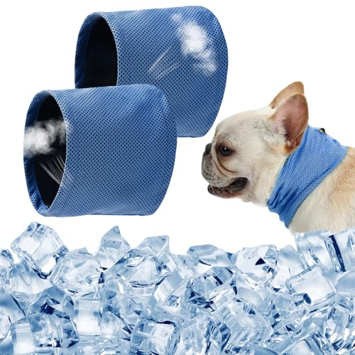 2 Stück Kühlhalsband für Hunde,Kühl Halstuch Hund,Halstuch Hunds,Kühlende Bandana Hund im Sommer, Geeignet für Große/Kleine Hunde bei Hitze (Blau, L) von BRTNUP