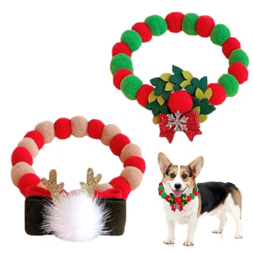 BRTNUP 2 Stück Weihnachten Haustier Kragen Pom Pom Katze Kragen Rot und Grün Hund Pompom Kragen für Haustier Welpen Katzen BRTNUP 2 Stück Weihnachten Haustier Kragen Pom Pom Katze Kragen Rot und Grün Hund Pompom Kragen für Haustier Welpen Katzen von BRTNUP