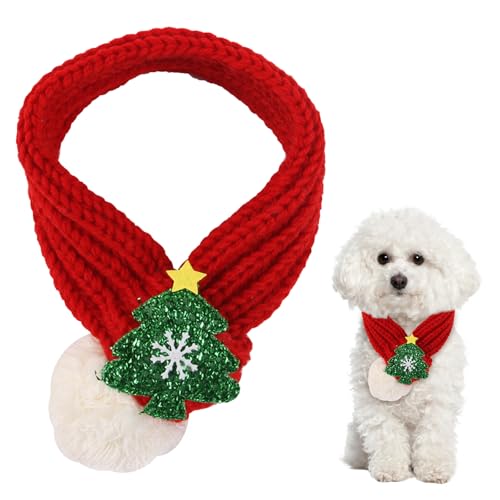 BRTNUP Hund Weihnachtsschal, Gestrickt Haustier Schal Rot, Winter Halswärmer für Welpen und Katzen, Kostüm Zubehör BRTNUP Hund Weihnachtsschal, Gestrickt Haustier Schal Rot, Winter Halswärmer für Welpen und Katzen, Kostüm Zubehör von BRTNUP