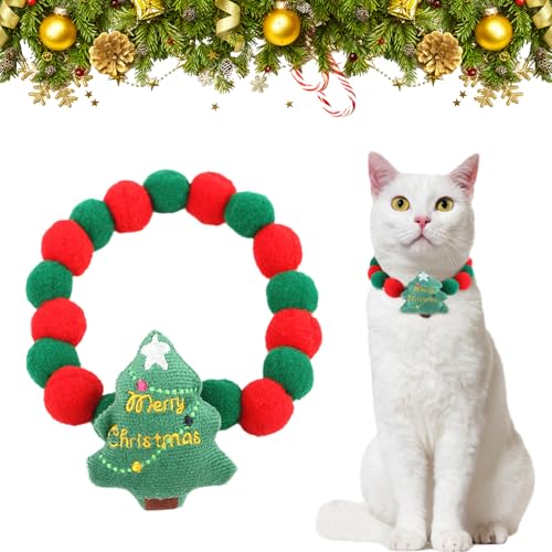 BRTNUP Weihnachten Hundehalsband, Verstellbares, Weich & Komfort Hunde Halsband, Weihnachtshalsband, Weihnachtliches Muster Halsring Rot Weihnachten Geschenk Welpen (Rot-B) von BRTNUP