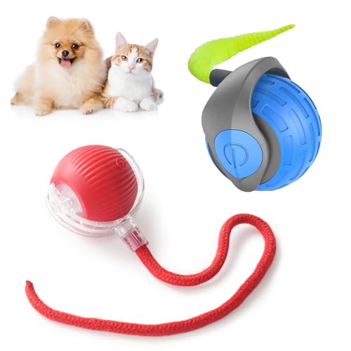Chewie interaktiver Katzenball und aktiver Rollball mit schnellem Schwanz für Hunde, virale Rollbälle, per USB wiederaufladbar, 360° intelligentes automatisches Haustierspielzeug für Katzen und Hunde von BRTNUP