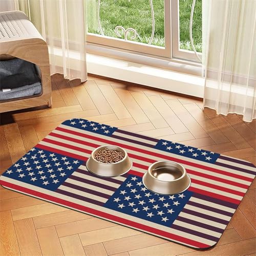 American Flags Hundefuttermatte, saugfähige Futtermatte für Futter- und Wassernäpfe, rutschfeste Platzierunterlage für Böden, wasserdicht, schnell trocknend, Wasserspendermatte für Hunde, Welpen American Flags Hundefuttermatte, saugfähige Futtermatte für Futter- und Wassernäpfe, rutschfeste Platzierunterlage für Böden, wasserdicht, schnell trocknend, Wasserspendermatte für Hunde, Welpen von BSCKKDMN