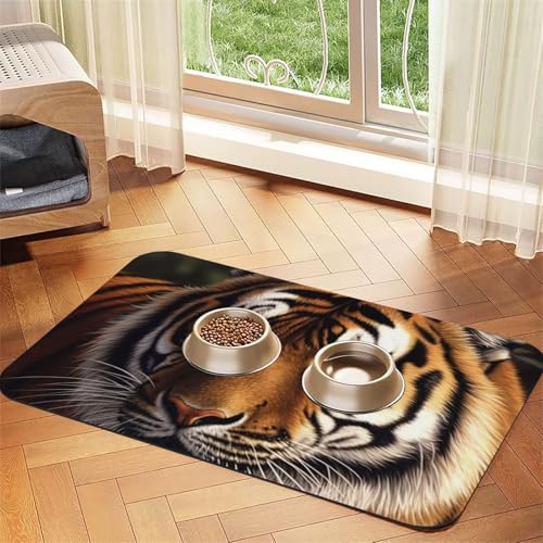 Bengal Tiger Hundefuttermatte, saugfähige Futtermatte für Futter- und Wassernäpfe, rutschfeste Platzierungsunterlage für Böden, wasserdicht, schnell trocknend, Wasserspendermatte für Hunde, Welpen Bengal Tiger Hundefuttermatte, saugfähige Futtermatte für Futter- und Wassernäpfe, rutschfeste Platzierungsunterlage für Böden, wasserdicht, schnell trocknend, Wasserspendermatte für Hunde, Welpen von BSCKKDMN