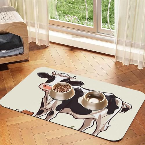 Dairy Cow Hundefuttermatte, saugfähige Futtermatte für Futter- und Wassernäpfe, rutschfeste Platzierungsunterlage für Böden, wasserdicht, schnell trocknend, Wasserspendermatte für Hunde, Welpen Dairy Cow Hundefuttermatte, saugfähige Futtermatte für Futter- und Wassernäpfe, rutschfeste Platzierungsunterlage für Böden, wasserdicht, schnell trocknend, Wasserspendermatte für Hunde, Welpen von BSCKKDMN