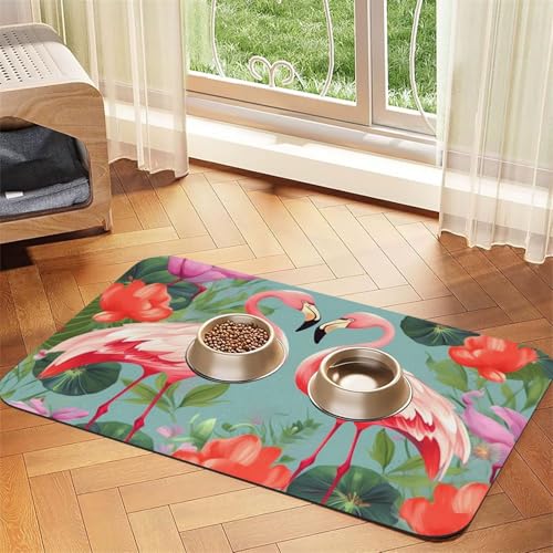 Flamingo Love Flowers Hundefuttermatte, saugfähige Futtermatte für Futter- und Wassernäpfe, rutschfeste Platzierunterlage für Böden, wasserdicht, schnell trocknend, Wasserspendermatte für Hunde Flamingo Love Flowers Hundefuttermatte, saugfähige Futtermatte für Futter- und Wassernäpfe, rutschfeste Platzierunterlage für Böden, wasserdicht, schnell trocknend, Wasserspendermatte für Hunde von BSCKKDMN
