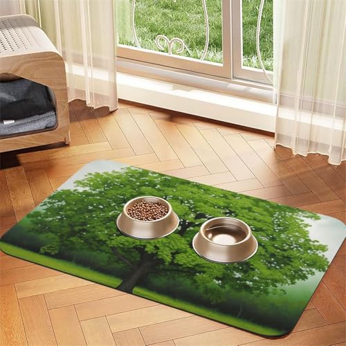 Green Tree Hundefuttermatte, saugfähige Futtermatte für Futter- und Wassernäpfe, rutschfeste Platzierungsunterlage für Böden, wasserdicht, schnell trocknend, Wasserspendermatte für Hunde, Welpen Green Tree Hundefuttermatte, saugfähige Futtermatte für Futter- und Wassernäpfe, rutschfeste Platzierungsunterlage für Böden, wasserdicht, schnell trocknend, Wasserspendermatte für Hunde, Welpen von BSCKKDMN