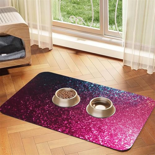 Hundefuttermatte mit Farbverlauf, Pailletten, glitzernd, saugfähige Futtermatte für Futter- und Wassernäpfe, rutschfeste Platzierungsunterlage für Böden, wasserdicht, schnell trocknend Hundefuttermatte mit Farbverlauf, Pailletten, glitzernd, saugfähige Futtermatte für Futter- und Wassernäpfe, rutschfeste Platzierungsunterlage für Böden, wasserdicht, schnell trocknend von BSCKKDMN
