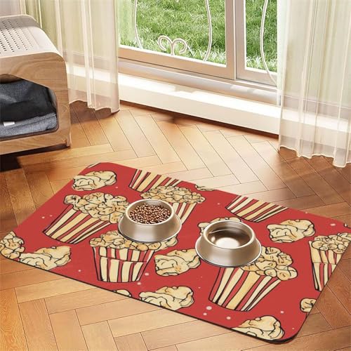 Hundefuttermatte mit Popcorn-Aufdruck, saugfähige Futtermatte für Futter- und Wassernäpfe, rutschfeste Platzierungsunterlage für Böden, wasserdicht, schnell trocknend, Wasserspendermatte für Hunde Hundefuttermatte mit Popcorn-Aufdruck, saugfähige Futtermatte für Futter- und Wassernäpfe, rutschfeste Platzierungsunterlage für Böden, wasserdicht, schnell trocknend, Wasserspendermatte für Hunde von BSCKKDMN