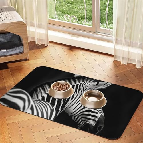 Hundefuttermatte mit Zebramuster, saugfähig, für Futter- und Wassernäpfe, rutschfeste Platzierunterlage für Böden, wasserdicht, schnell trocknend, Wasserspendermatte für Hunde, Welpen, Katzen, 40,6 x Hundefuttermatte mit Zebramuster, saugfähig, für Futter- und Wassernäpfe, rutschfeste Platzierunterlage für Böden, wasserdicht, schnell trocknend, Wasserspendermatte für Hunde, Welpen, Katzen, 40,6 x von BSCKKDMN
