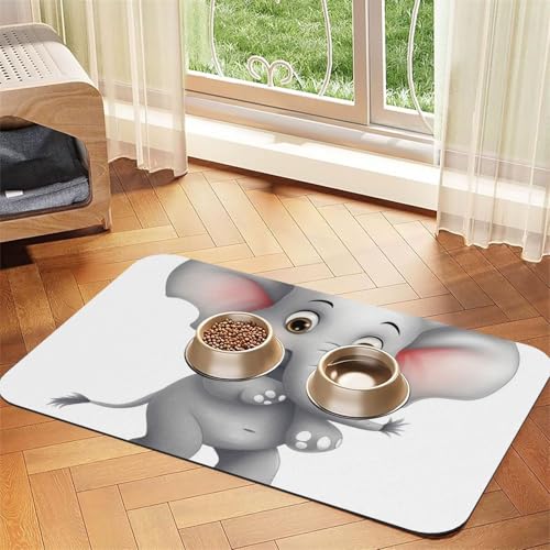Hundefuttermatte mit niedlichem Elefant, saugfähig, für Futter- und Wassernäpfe, rutschfeste Platzierunterlage für Böden, wasserdicht, schnell trocknend, Wasserspendermatte für Hunde, Welpen, Katzen Hundefuttermatte mit niedlichem Elefant, saugfähig, für Futter- und Wassernäpfe, rutschfeste Platzierunterlage für Böden, wasserdicht, schnell trocknend, Wasserspendermatte für Hunde, Welpen, Katzen von BSCKKDMN