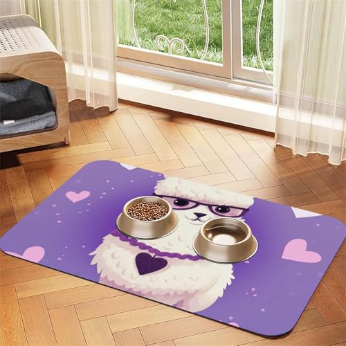 Love Alpaka-Violette Hundefuttermatte, saugfähige Futtermatte für Futter- und Wassernäpfe, rutschfeste Platzierunterlage für Böden, wasserdicht, schnell trocknend, Wasserspendermatte für Hunde, Welpen Love Alpaka-Violette Hundefuttermatte, saugfähige Futtermatte für Futter- und Wassernäpfe, rutschfeste Platzierunterlage für Böden, wasserdicht, schnell trocknend, Wasserspendermatte für Hunde, Welpen von BSCKKDMN