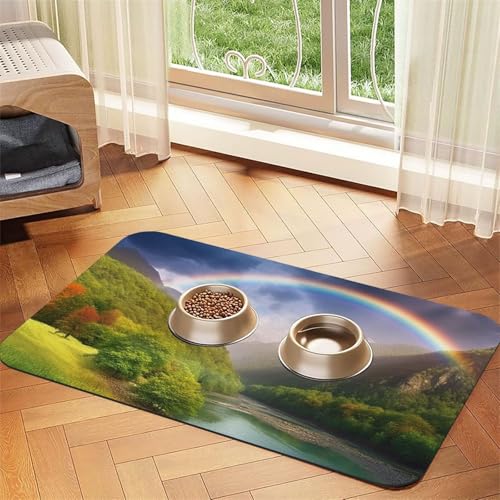 Mountain Valley Hundefuttermatte, saugfähige Futtermatte für Futter- und Wassernäpfe, rutschfeste Platzierunterlage für Böden, wasserdicht, schnell trocknend, Wasserspendermatte für Hunde, Welpen Mountain Valley Hundefuttermatte, saugfähige Futtermatte für Futter- und Wassernäpfe, rutschfeste Platzierunterlage für Böden, wasserdicht, schnell trocknend, Wasserspendermatte für Hunde, Welpen von BSCKKDMN