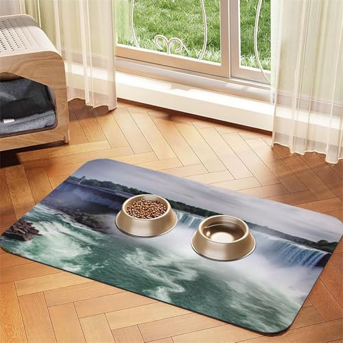 Niagara Falls Hundefuttermatte, saugfähige Futtermatte für Futter- und Wassernäpfe, rutschfeste Platzierunterlage für Böden, wasserdicht, schnell trocknend, Wasserspendermatte für Hunde, Welpen von BSCKKDMN