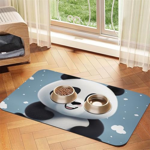 Panda-Cartoon-Hundefuttermatte, saugfähige Futtermatte für Futter- und Wassernäpfe, rutschfeste Platzierungsunterlage für Böden, wasserdicht, schnell trocknend, Wasserspendermatte für Hunde, Welpen Panda-Cartoon-Hundefuttermatte, saugfähige Futtermatte für Futter- und Wassernäpfe, rutschfeste Platzierungsunterlage für Böden, wasserdicht, schnell trocknend, Wasserspendermatte für Hunde, Welpen von BSCKKDMN