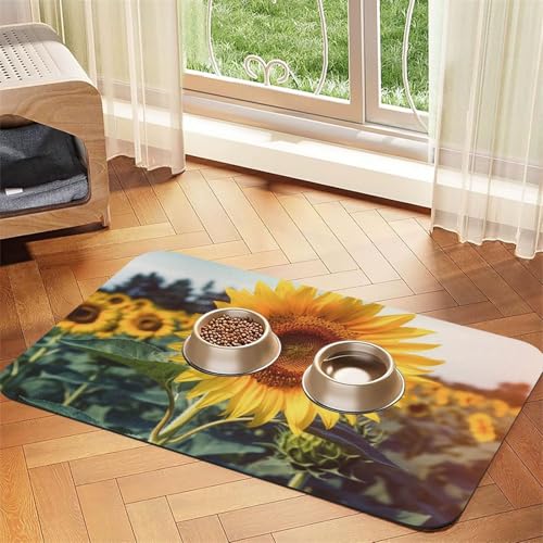 Schöne Sonnenblumen-Hundefuttermatte, saugfähige Futtermatte für Futter- und Wassernäpfe, rutschfeste Platzierungsunterlage für Böden, wasserdicht, schnell trocknend, Wasserspendermatte für Hunde Schöne Sonnenblumen-Hundefuttermatte, saugfähige Futtermatte für Futter- und Wassernäpfe, rutschfeste Platzierungsunterlage für Böden, wasserdicht, schnell trocknend, Wasserspendermatte für Hunde von BSCKKDMN