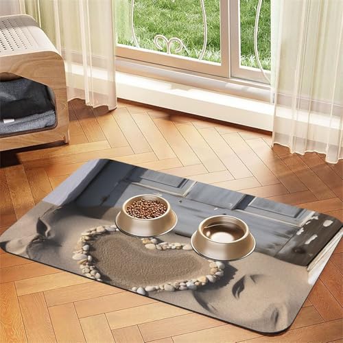 Strandsand-Herz-Tür-Hundefuttermatte, saugfähige Futtermatte für Futter- und Wassernäpfe, rutschfeste Platzierungsunterlage für Böden, wasserdicht, schnell trocknend, Wasserspendermatte für Hunde Strandsand-Herz-Tür-Hundefuttermatte, saugfähige Futtermatte für Futter- und Wassernäpfe, rutschfeste Platzierungsunterlage für Böden, wasserdicht, schnell trocknend, Wasserspendermatte für Hunde von BSCKKDMN