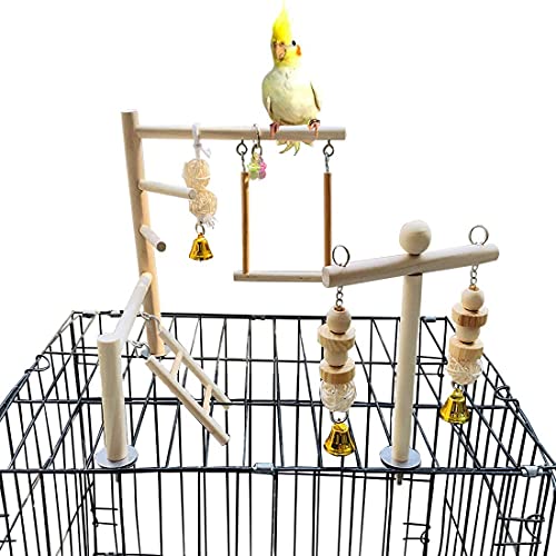 Vogelspielbereich Papageien spielen und lernen Papageienkäfig Rahmen Holz Barsch Kletterleiter Schaukel Vogelkäfig Zubehör geeignet für kleine Papageien Vogelspielbereich Papageien spielen und lernen Papageienkäfig Rahmen Holz Barsch Kletterleiter Schaukel Vogelkäfig Zubehör geeignet für kleine Papageien von BSDHGF