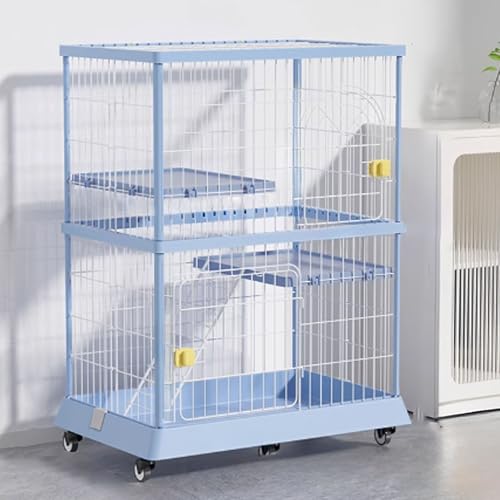 Catio Katzengehege for den Innenbereich, Katzenkäfige auf Rädern, Katzenlaufstall mit Abdeckung, Katzenhaus for Frettchen, Chinchilla, Kaninchen, Kleintiere(Blue) von BSDIAOSU