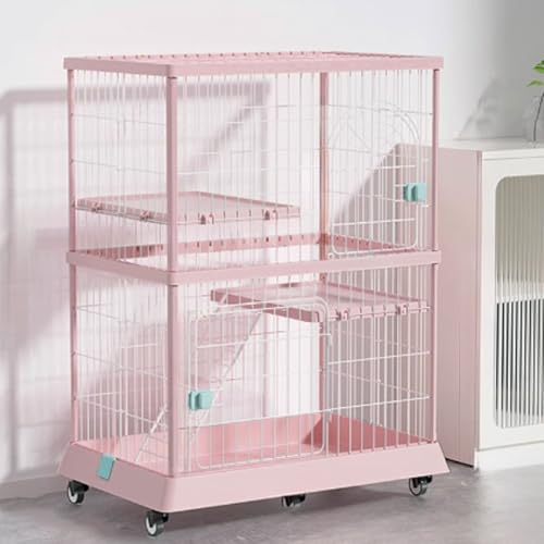 Catio Katzengehege for den Innenbereich, Katzenkäfige auf Rädern, Katzenlaufstall mit Abdeckung, Katzenhaus for Frettchen, Chinchilla, Kaninchen, Kleintiere(Rose) von BSDIAOSU