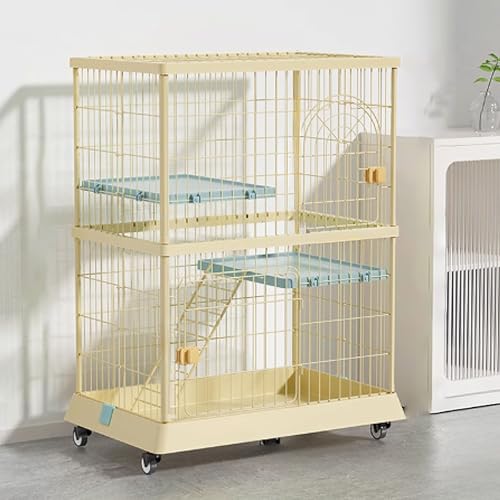Catio Katzengehege for den Innenbereich, Katzenkäfige auf Rädern, Katzenlaufstall mit Abdeckung, Katzenhaus for Frettchen, Chinchilla, Kaninchen, Kleintiere(Yellow) von BSDIAOSU