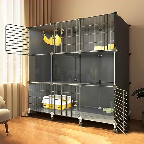 Katzenkäfig, Katzengehege, Indoor, DIY-Kätzchenkäfig, Katzenhaus, Abnehmbarer Metalldraht-Zwinger, Kiste, Haustier-Laufstall, großer Übungsort(with wheels-109x39x114cm) von BSDIAOSU