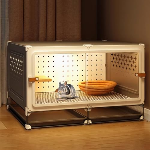Katzenkäfig, Katzenhaus, Catio Katzengehege for den Innenbereich, Geschlossener Katzenlaufstall ausbruchsicher mit Ausziehwanne for Frettchen, Chinchilla, Kaninchen, Kleintiere(Grey,70x45x45cm) von BSDIAOSU