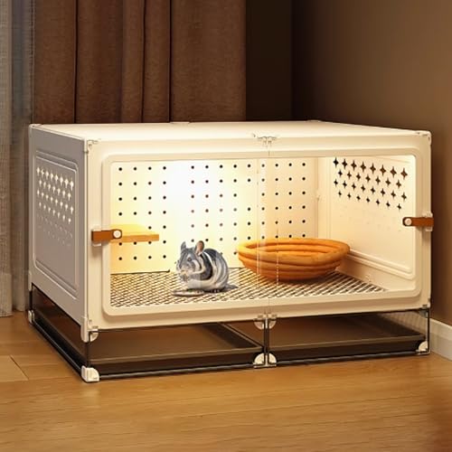 Katzenkäfig, Katzenhaus, Catio Katzengehege for den Innenbereich, Geschlossener Katzenlaufstall ausbruchsicher mit Ausziehwanne for Frettchen, Chinchilla, Kaninchen, Kleintiere(White,70x45x45cm) von BSDIAOSU