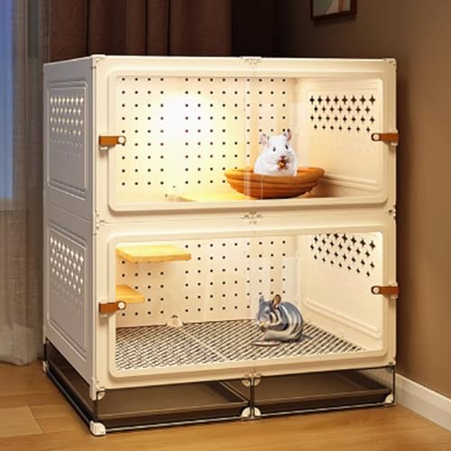 Katzenkäfig, Katzenhaus, Catio Katzengehege for den Innenbereich, Geschlossener Katzenlaufstall ausbruchsicher mit Ausziehwanne for Frettchen, Chinchilla, Kaninchen, Kleintiere(White,70x45x80cm) von BSDIAOSU
