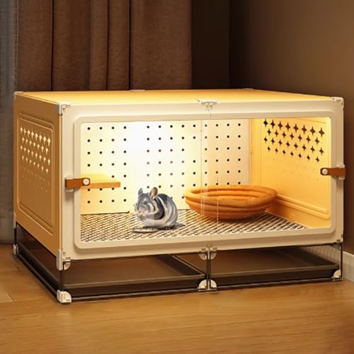 Katzenkäfig, Katzenhaus, Catio Katzengehege for den Innenbereich, Geschlossener Katzenlaufstall ausbruchsicher mit Ausziehwanne for Frettchen, Chinchilla, Kaninchen, Kleintiere(Yellow,70x45x45cm) von BSDIAOSU