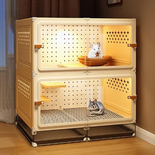 Katzenkäfig, Katzenhaus, Catio Katzengehege for den Innenbereich, Geschlossener Katzenlaufstall ausbruchsicher mit Ausziehwanne for Frettchen, Chinchilla, Kaninchen, Kleintiere(Yellow,70x45x80cm) von BSDIAOSU