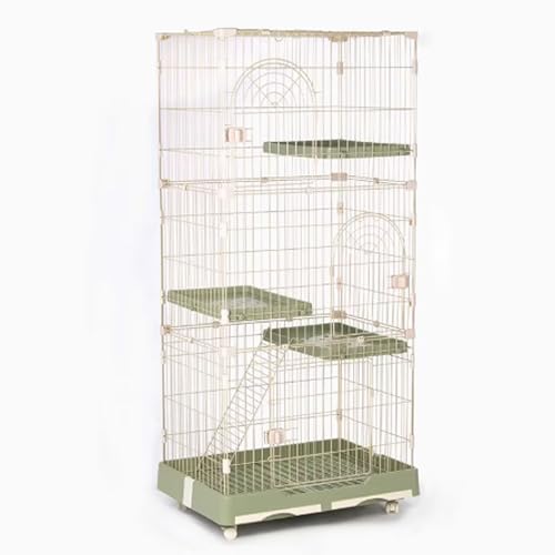 Katzenkäfig, Katzenkiste, Katzenlaufstall mit Deckel, Catio-Katzengehege for den Innenbereich auf Rädern, schneller Aufbau for Frettchen, Chinchilla, Kaninchen, Kleintiere(Green,72x47x143cm) von BSDIAOSU