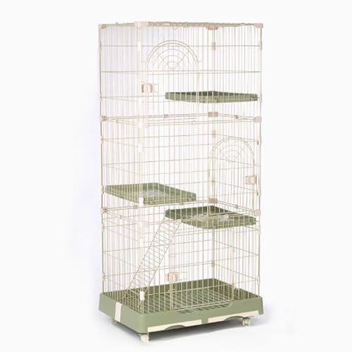 Katzenkäfig, Katzenkiste, Katzenlaufstall mit Deckel, Catio-Katzengehege for den Innenbereich auf Rädern, schneller Aufbau for Frettchen, Chinchilla, Kaninchen, Kleintiere(Green,82x57x176cm) von BSDIAOSU